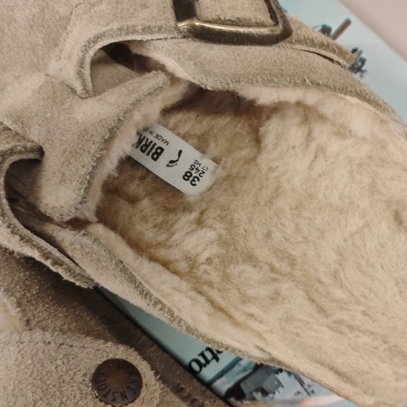 Birkenstock Taupe Shearling Lined Clogs - Picture 4 of 5